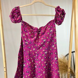 Magenta Fitted Floral Dress